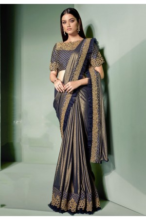 Blue shimmer party wear saree  5302